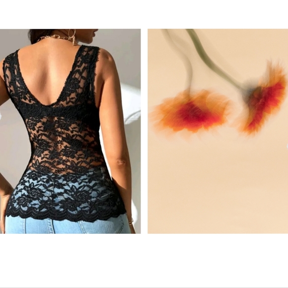 V-Neck Embroidery Lace Tank Top - Picture 2 of 2